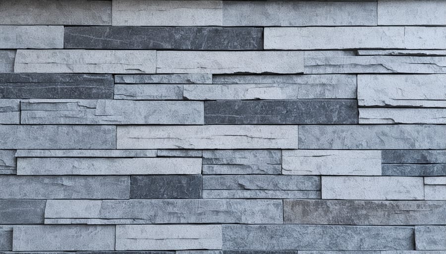 Granite stone exterior wall showcasing a mix of gray and black tones