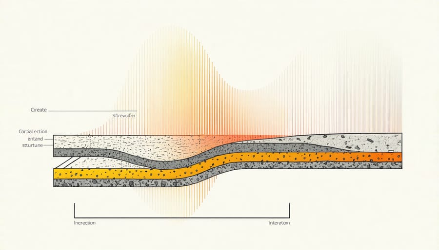 Microscopic view of stone wool fibers demonstrating how sound waves are trapped and absorbed