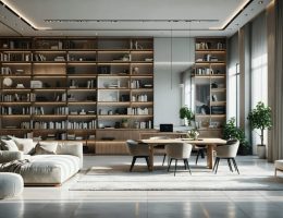 Modern small apartment with vertical storage, multifunctional furniture, and bright natural light enhancing spaciousness.