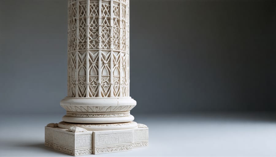 Complex geometric pattern on 3D printed stone architectural column