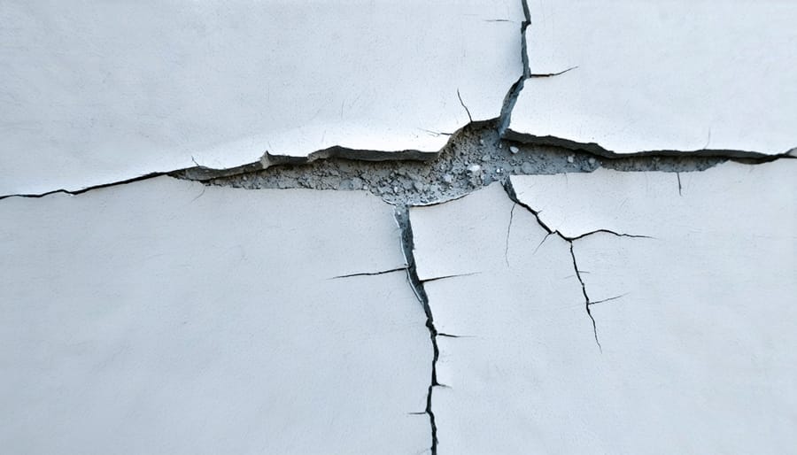 Detailed view of stone restoration technician applying color-matched filler to marble crack