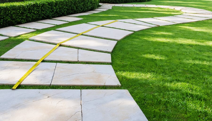 Demonstration of proper pathway layout techniques with measuring tools