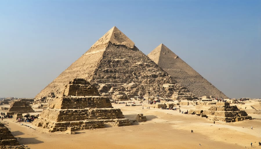 Ancient Egyptian pyramids demonstrating monumental stone architecture