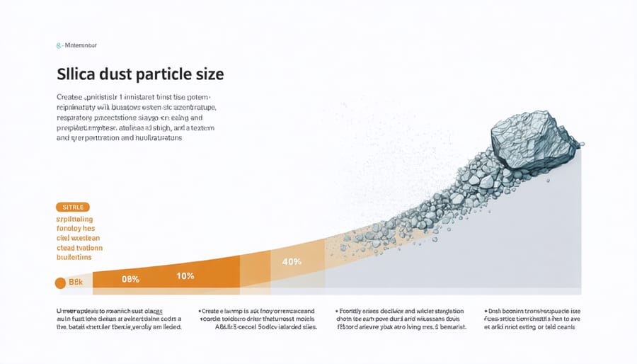 Visual representation of crystalline silica dust particles and their health impacts