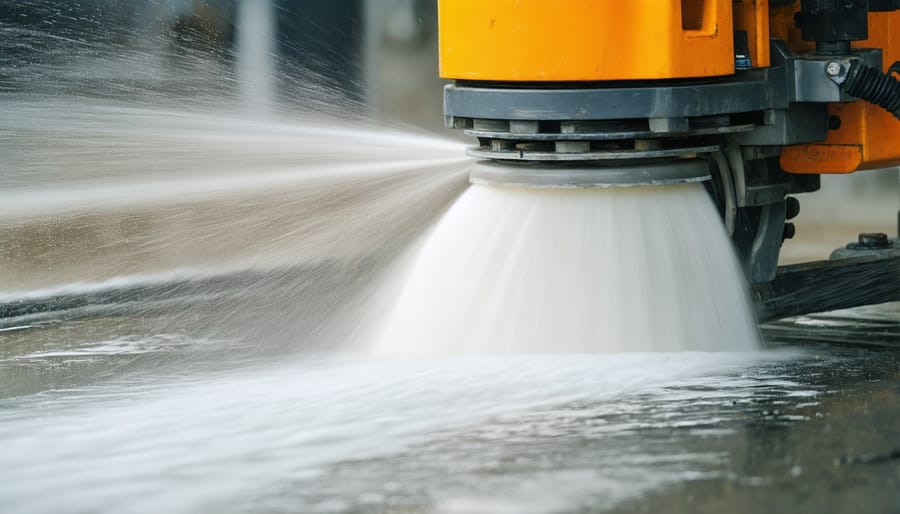 Demonstration of wet cutting techniques for dust control in quartz fabrication