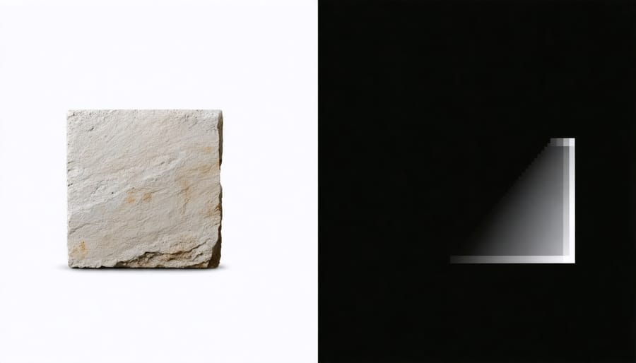 Side-by-side comparison of real granite sample and its AR representation