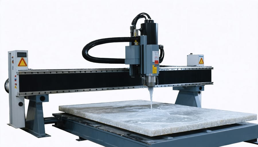 Modern stone processing equipment demonstrating water-efficient cutting technology