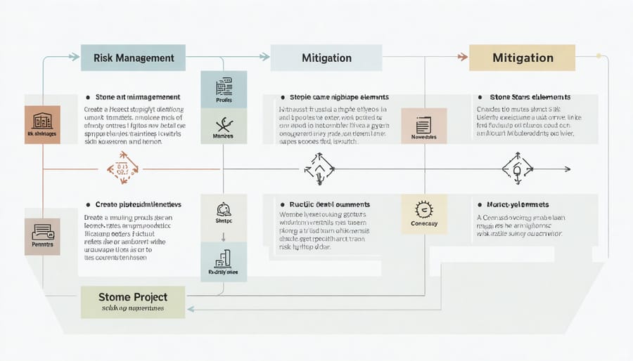 Risk management process flow diagram for stone construction projects