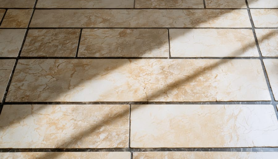Professional applying sealer to living stone flooring with clear application stages