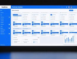 A digital scheduling interface showing a well-organized stone fabrication process, complete with dynamic resource allocation charts and real-time production data.