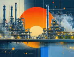 Illustration showing the transformation of manufacturing processes, blending traditional methods like casting with modern technologies such as 3D printing and automation, set against a factory backdrop.