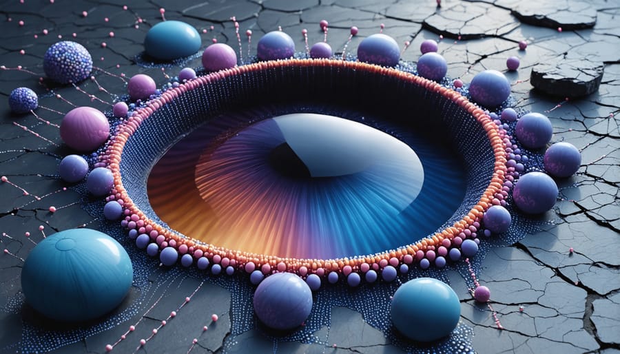Animated visualization of nanoparticles creating protective barrier on stone