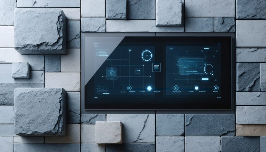 Smart sensors analyzing stone surface with real-time data display