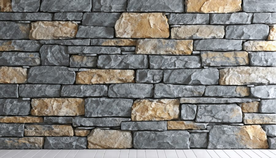 Mason demonstrating proper stone laying technique for outdoor fireplace