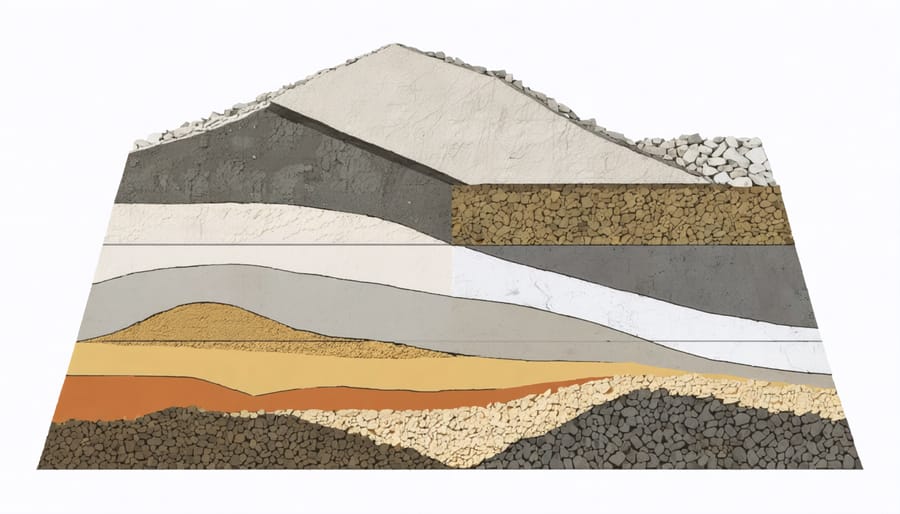 Layered diagram showing primary raw materials used in cement manufacturing