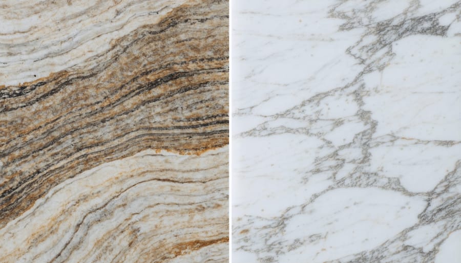 Thickness comparison between traditional granite and lightweight porcelain countertop materials