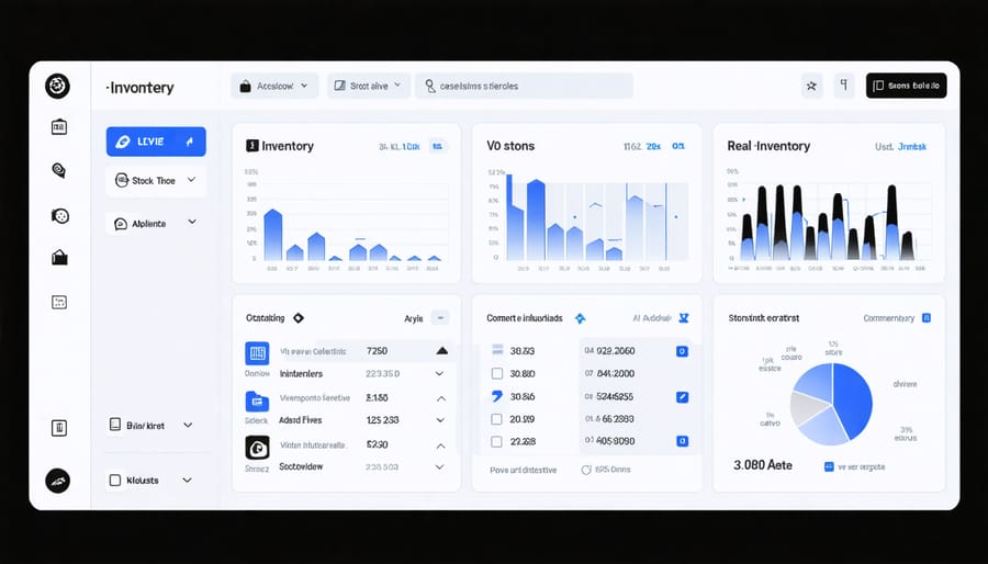 Interactive dashboard interface displaying stone inventory management metrics and analytics