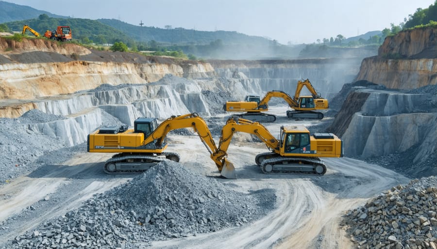 Advanced diamond wire cutting technology being used in a stone quarry