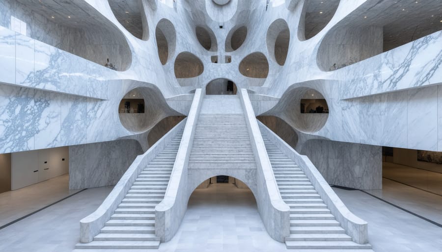 Contemporary museum building showcasing innovative marble architectural design