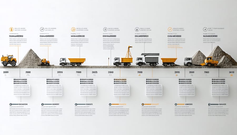 Project management software interface showing timeline visualization for stone construction project