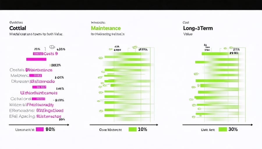 3D virtual reality graph comparing lifetime costs of natural stone versus veneer installation