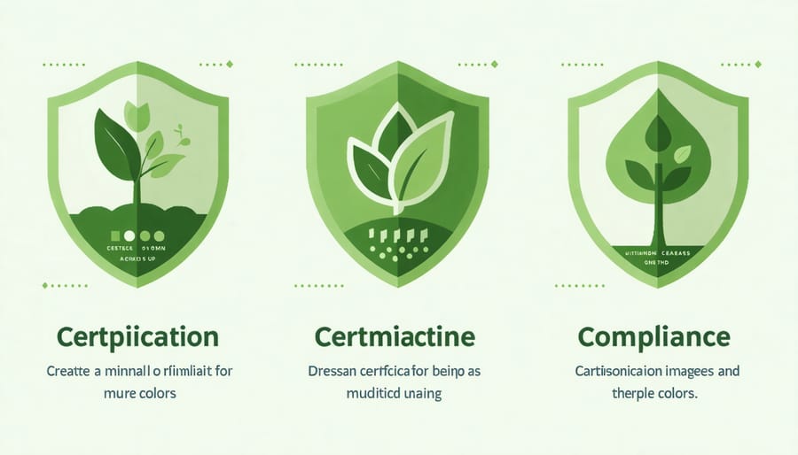 Environmental certification logos and sustainability standards for stone industry
