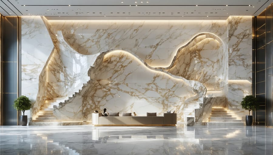 Large-scale commercial marble installation created using generative design software