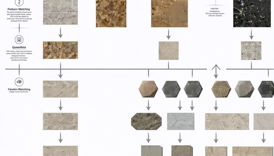 Step-by-step visualization of AI stone texture mapping process