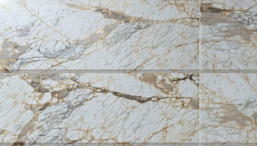 Computer screen displaying modern stone design software with AI-generated marble patterns