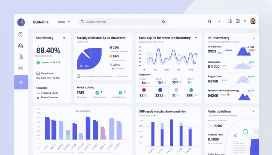 Interactive dashboard displaying stone inventory metrics, demand forecasts, and supply chain KPIs