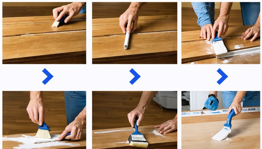 Demonstration of the paving stone joint repair process in three stages