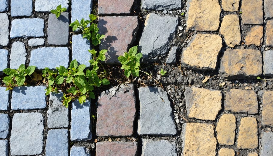 Before and after comparison of deteriorated versus well-maintained paving stone joints