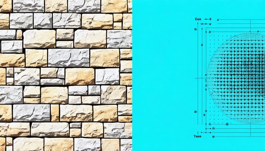 Side-by-side comparison of traditional versus AI-powered stone texture mapping methods