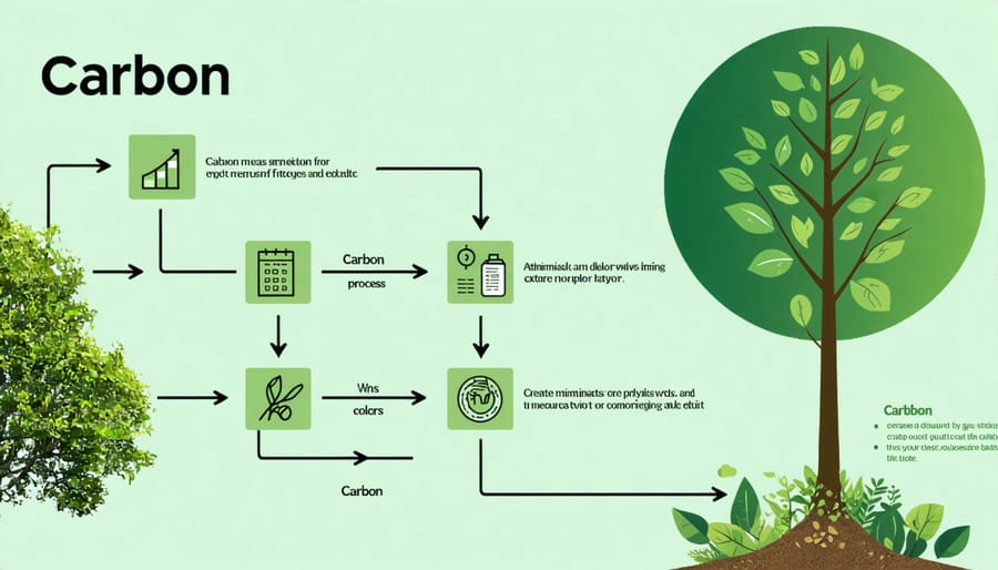 Diagram illustrating carbon footprint calculation components and measurement methods
