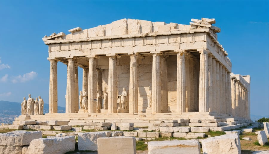 Ancient Parthenon temple on the Acropolis displaying Mediterranean marble architecture