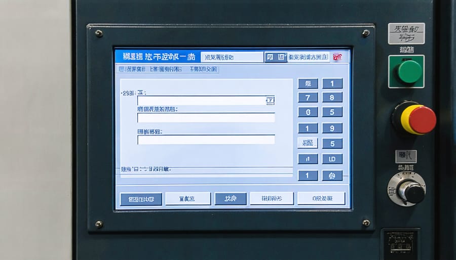 Smart stone fabrication machine control panel showing secure login interface