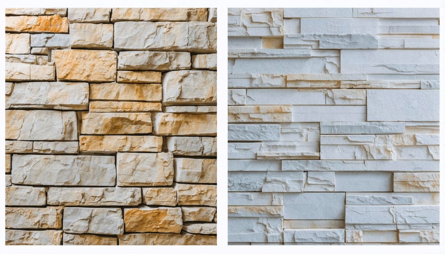 Split image comparing poorly maintained versus well-maintained commercial stone flooring