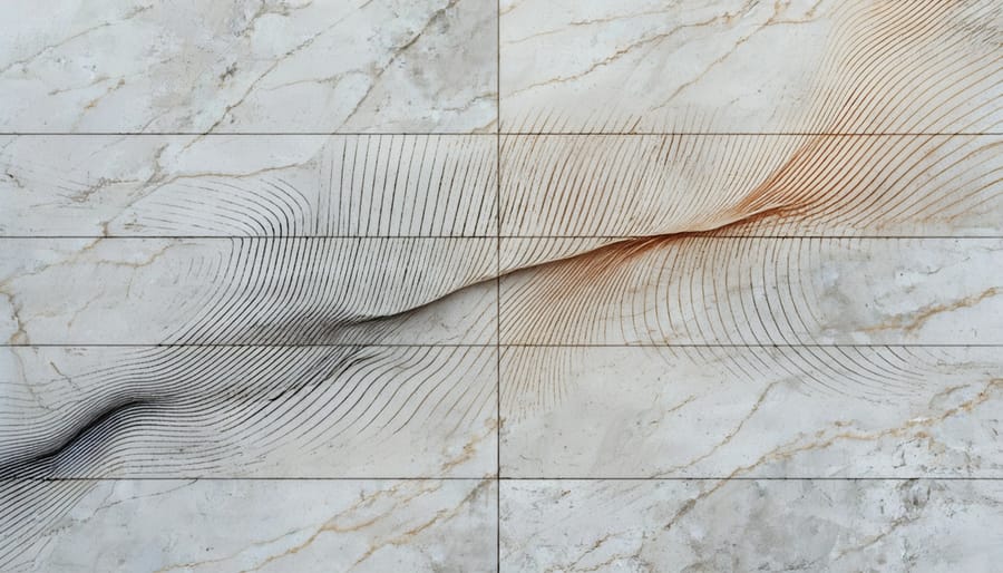 Visualization of sound waves traveling through natural stone material