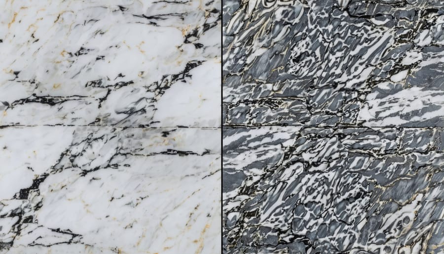 Microscopic comparison of marble surface before and after permanent sealer application