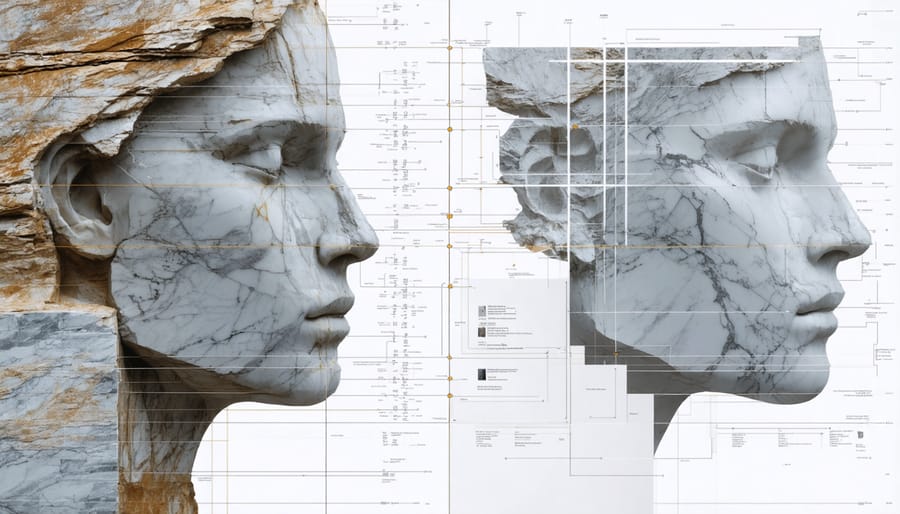 Side-by-side comparison of physical quarry and its 3D digital twin model with measurement data
