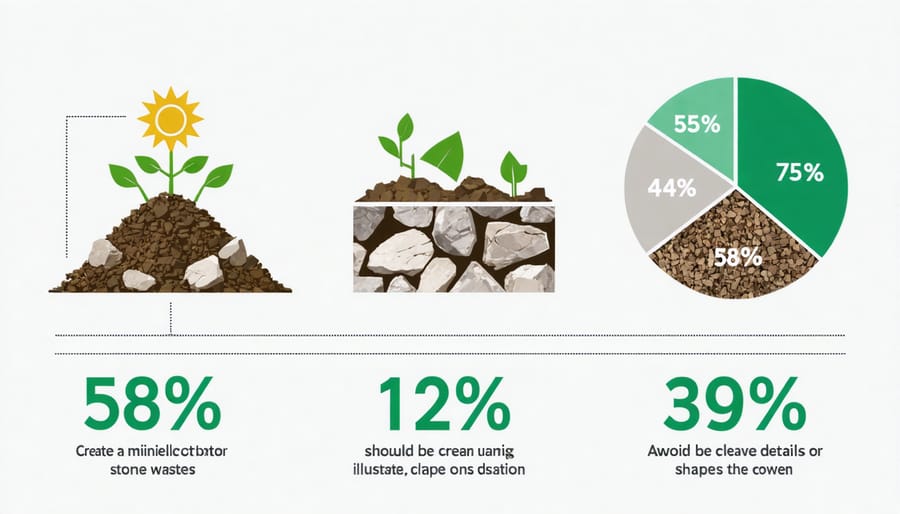 Visual representation of stone waste environmental impact data including land use and resource depletion