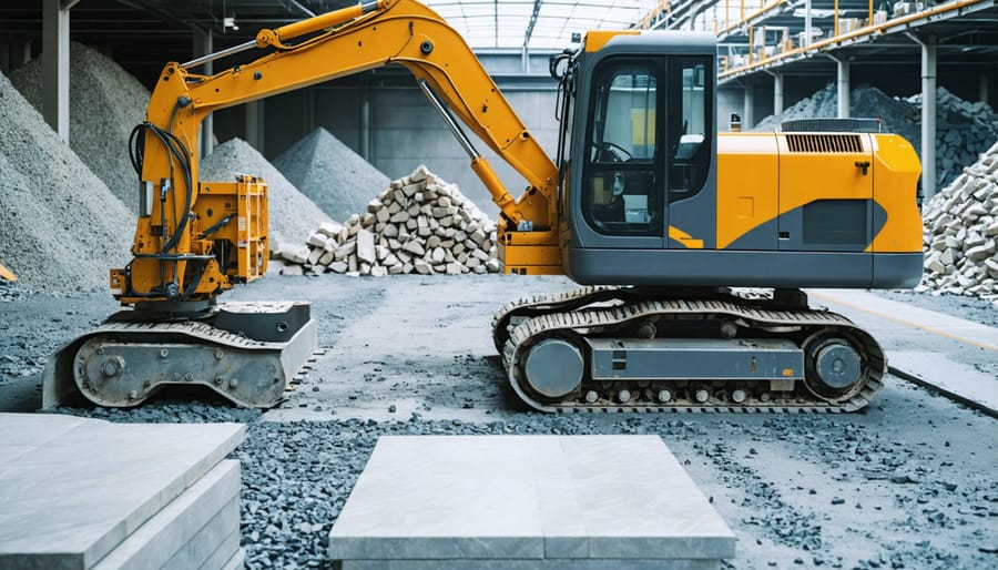 Modern automated stone processing facility with robotic handling systems