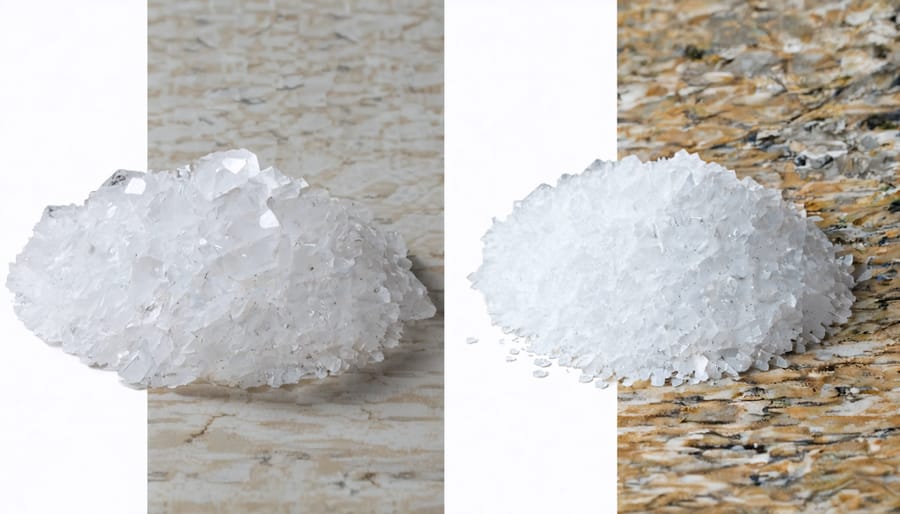 Side-by-side comparison of cleaning methods for quartz and granite countertops