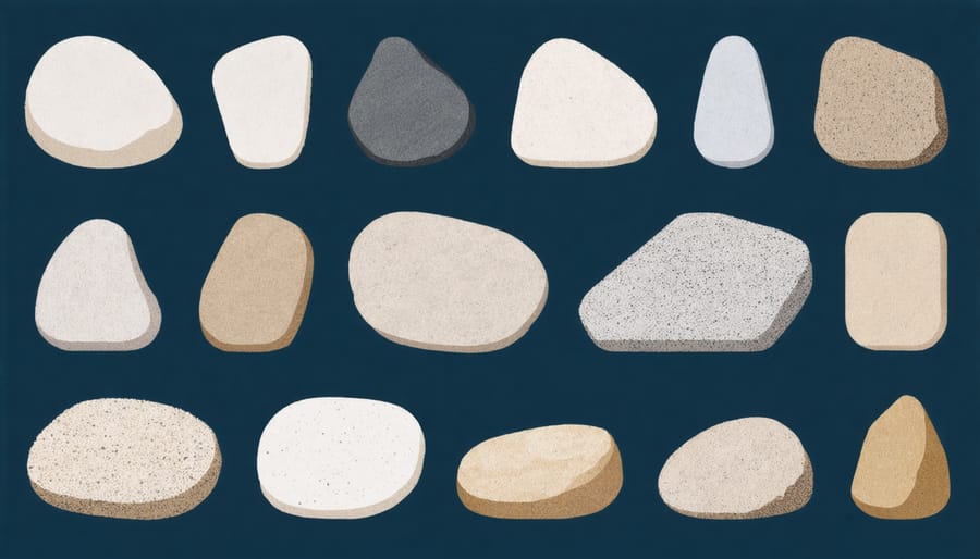 Arrangement of different types of natural filtration stones