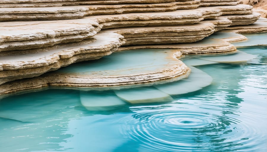 Clear water cascading over multiple layers of natural stone