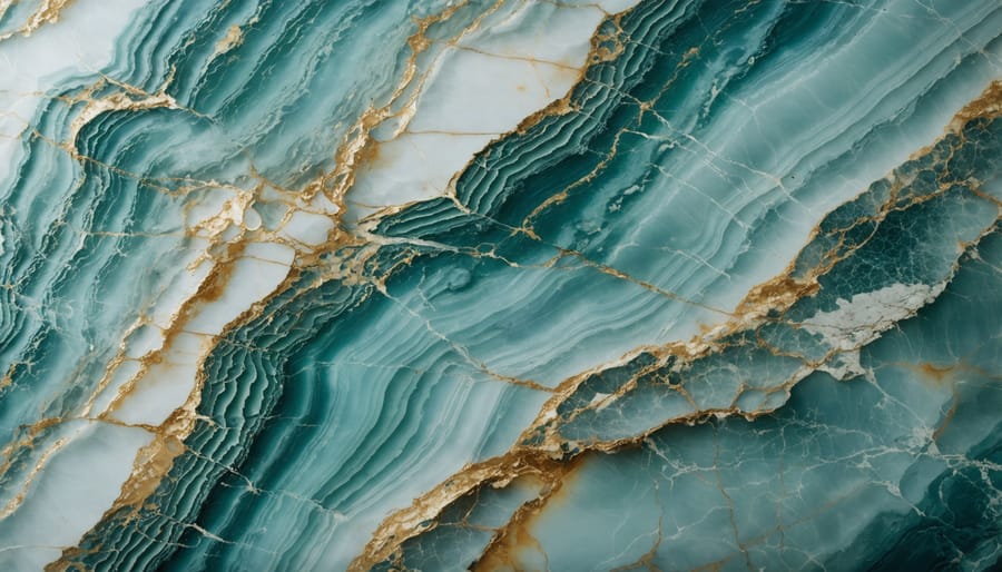 Close-up view of high-quality polished marble surface showing detailed veining patterns