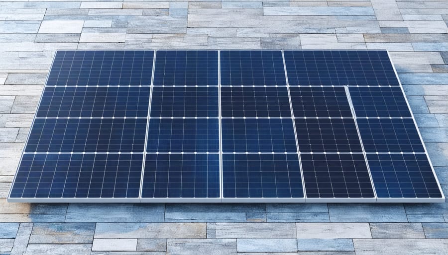 Modern building exterior with solar panels embedded in granite facade panels