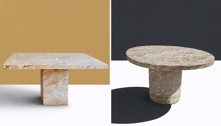 Before and after demonstration of stone table maintenance and sealing