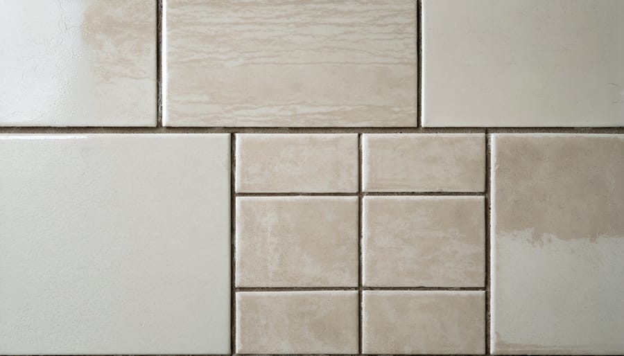 Hands applying waterproofing membrane to shower corner seam with brush