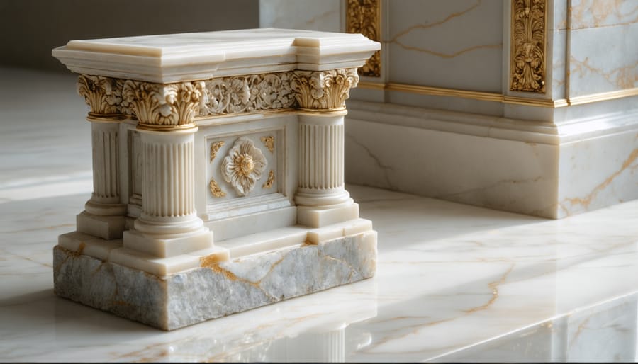 Stone carver using CNC machine to replicate historic architectural stone element